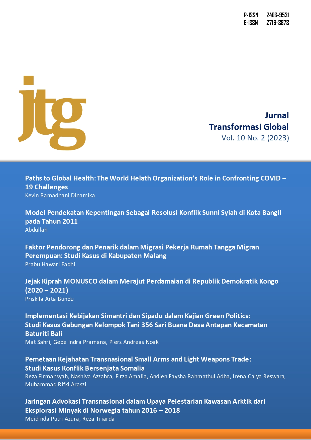 					View Vol. 10 No. 2 (2023): Transformasi Global (JTG)
				